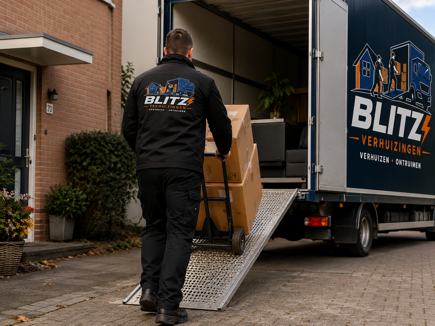 Professionele verhuizers van Blitz Verhuizingen tijdens een verhuisservice