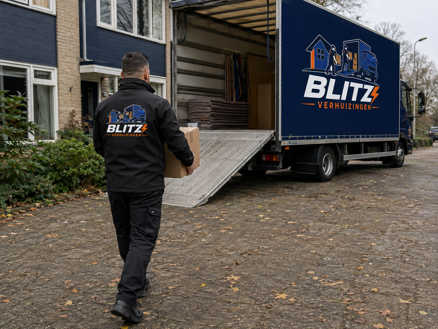 Professionele verhuizers van Blitz Verhuizingen aan het werk bij een woningverhuizing
